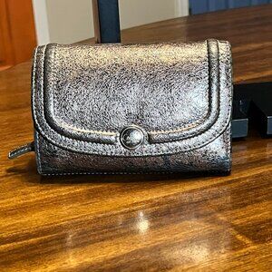 Coach Bronze Metallic Glitter Tri-fold Wallet 5.5"W x 4.5"H x 1.5"D